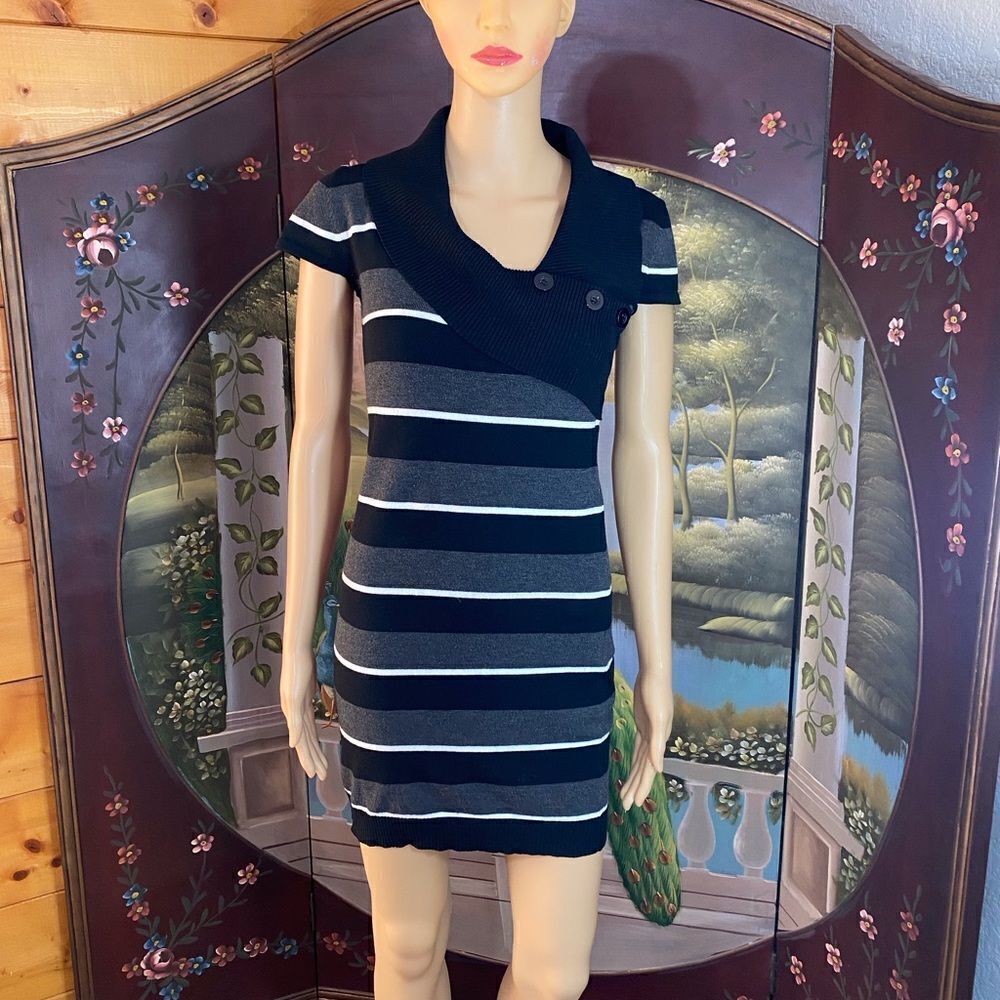 Bodycon Fit Dress with Horizontal Stripes Dress Size Medium